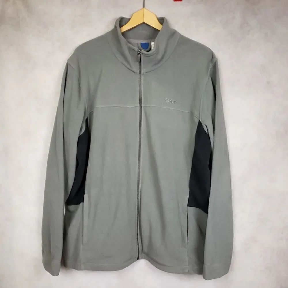 Reebok men's gray long sleeve zip up fleece jacket